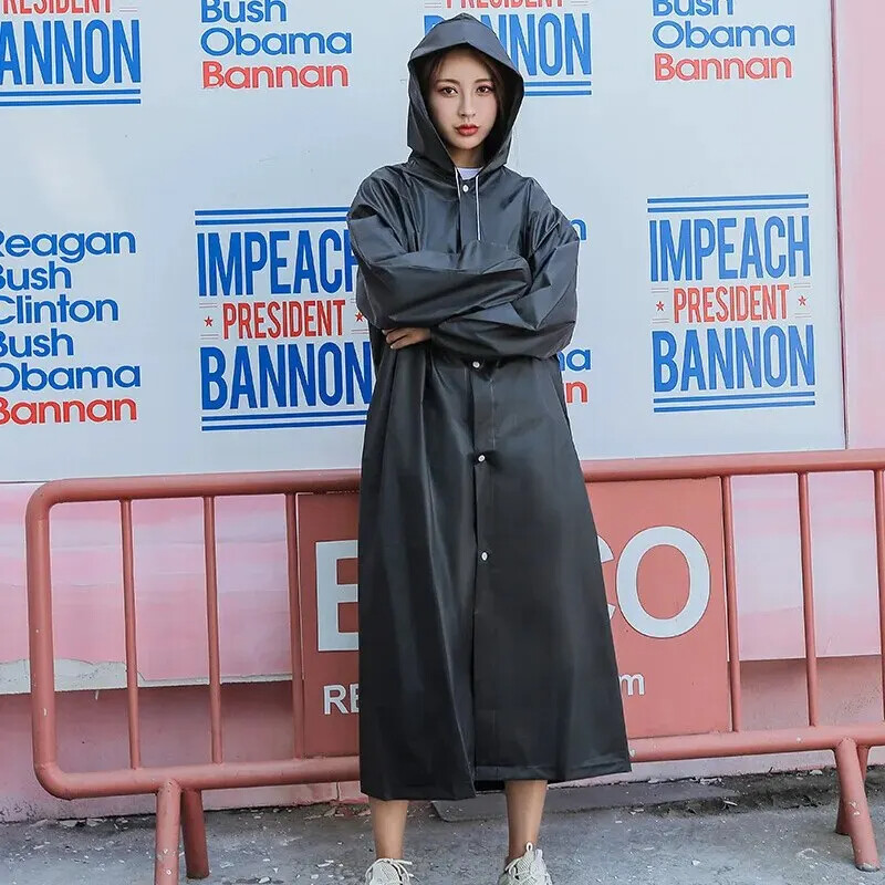 Kvaliteetne 1-osaline EVA Unisex vihmamantel, paksendatud vihmamantel Naiste veekindel meeste must matkama veekindel vihmariiete ülikond