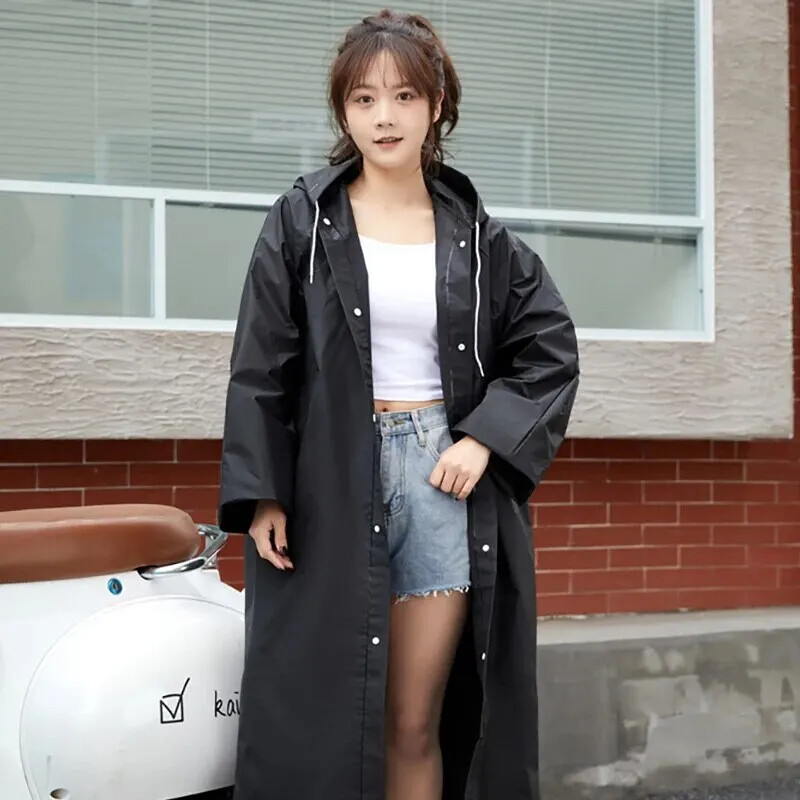 Kvaliteetne 1-osaline EVA Unisex vihmamantel, paksendatud vihmamantel Naiste veekindel meeste must matkama veekindel vihmariiete ülikond