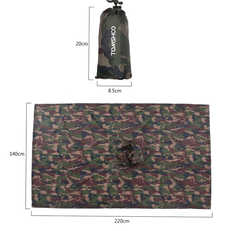 TOMSHOO Πολυλειτουργικό ελαφρύ αδιάβροχο με κουκούλα Πεζοπορία Ποδηλατικό κάλυμμα βροχής Poncho Rain Coat Χαλάκι σκηνής για κάμπινγκ εξωτερικού χώρου