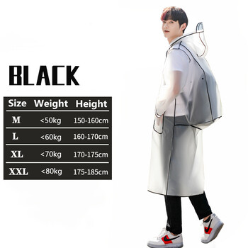 Μόδα Γυναικείες Διαφανές Eva Plastic Man Raincoat Travel Αδιάβροχο Rainwear Adult Cand Backpack Rain Coat