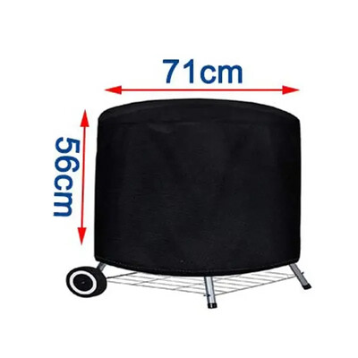 Apaļš melns āra grila pārsegs Uguns bedres plīts BBQ pārsegi Ūdensizturīgi lieljaudas dārza 210D auduma elektriskais grila aizsargpārklājs