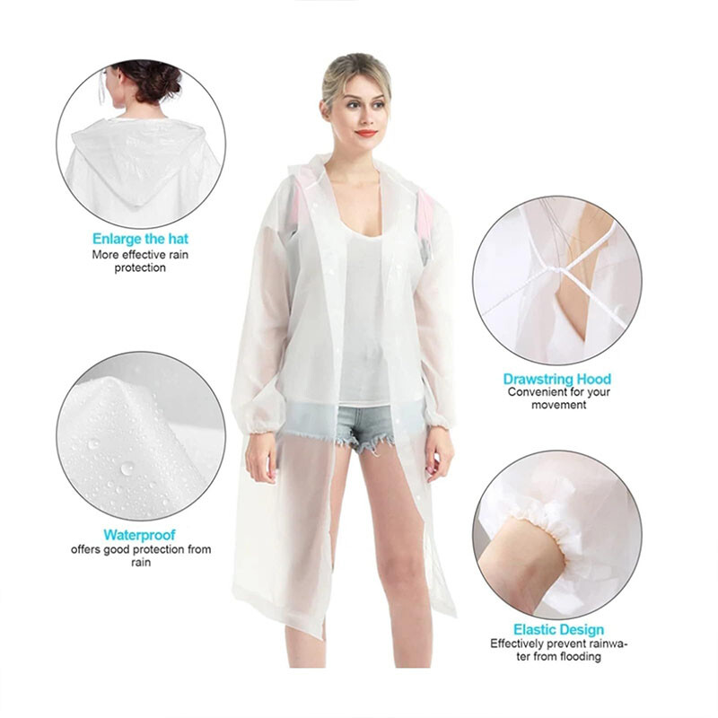 Vihmamantel pikk kogu keha Vihmakindel õues mõeldud täiskasvanutele mõeldud mägironijatele, läbipaistev paks kaasaskantav ühekordselt kasutatav pontšo