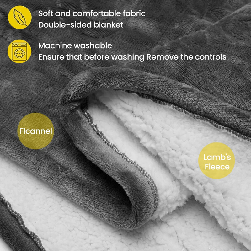 Ηλεκτρική κουβέρτα Πυκνωμένη διπλής όψης Γρήγορη θέρμανση Φανελένιες κουβέρτες Ρυθμιζόμενος χρονοδιακόπτης ρύθμισης θερμοκρασίας Χειμερινός θερμαντήρας σώματος