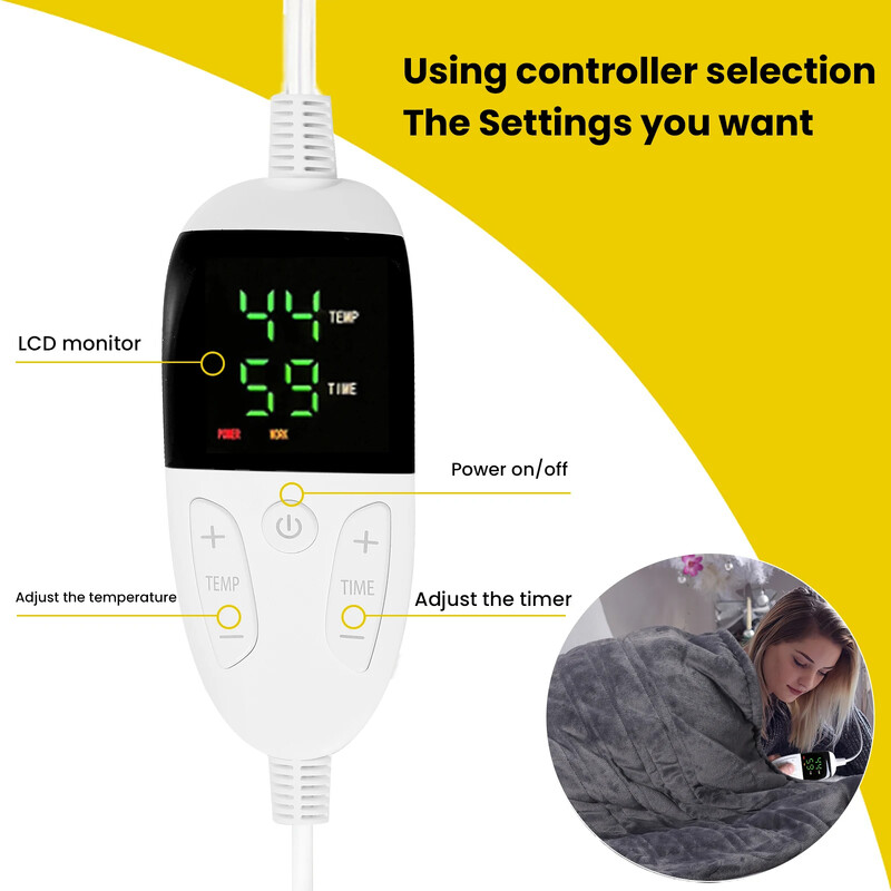 Ηλεκτρική κουβέρτα Πυκνωμένη διπλής όψης Γρήγορη θέρμανση Φανελένιες κουβέρτες Ρυθμιζόμενος χρονοδιακόπτης ρύθμισης θερμοκρασίας Χειμερινός θερμαντήρας σώματος