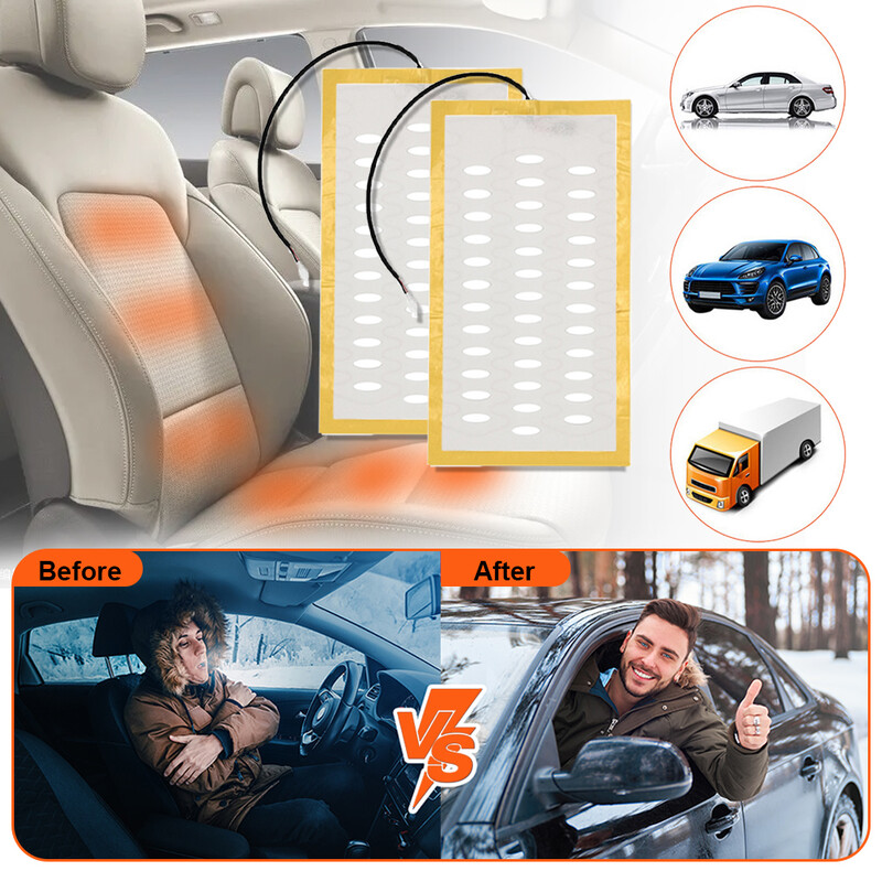 2 τεμάχια 12V γενικής χρήσης ενσωματωμένο θερμαινόμενο θερμαινόμενο καθισματάκι αυτοκινήτου από κράμα σύρμα Θερμαντικά μαξιλαράκια Κιτ θερμαντήρα Χειμερινό θερμότερο μαξιλάρι αυτοκινήτου Θερμαινόμενο