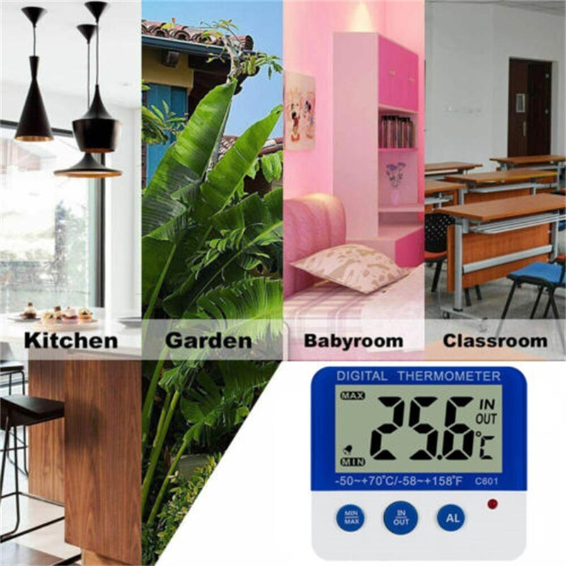 Хладилник с фризер с дигитални термометри ℃/℉ Измервател на температура и влажност със светодиоден индикатор Алармена функция за кухненски консумативи