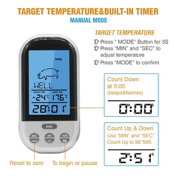 Θερμόμετρα κρέατος Bluetooth Ψηφιακός αισθητήρας LCD Ασύρματο θερμόμετρο μπάρμπεκιου κουζίνας ψησταριά Εργαλεία μαγειρέματος σπιτιού με συναγερμό χρονοδιακόπτη