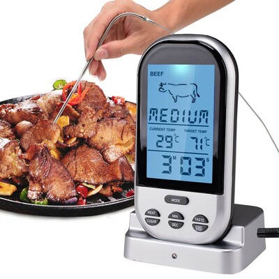 Húshőmérők Bluetooth LCD digitális szonda távirányító vezeték nélküli BBQ grill konyhai hőmérő Otthoni főzési eszközök időzítő riasztóval