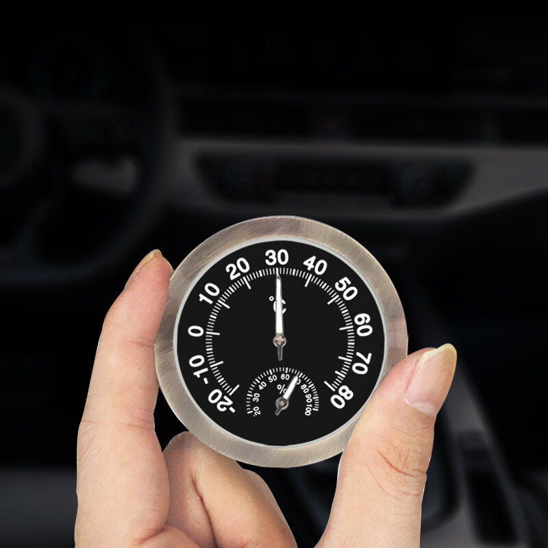 Autosalongi helendav termomeeter Hügromeeter ilma akuta Kodu Termohügromeeter Sõidukile paigaldatav temperatuuriniiskusmõõtur