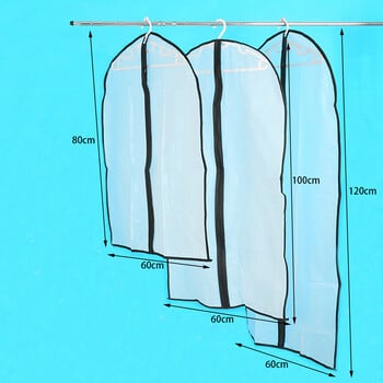 5 бр./компл. прахоуловител за дрехи, влагоустойчива сгъваема чанта за съхранение на костюм, палто, рокля, висящи гардеробни чанти-организатори за гардероб