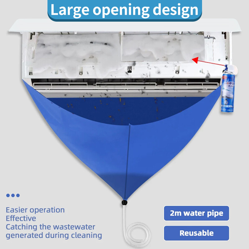 1/3/4tk Konditsioneeri puhastuskoti komplekt Veekindel seinale paigaldatav jagatud õhukonditsioneeri puhastuskate koos äravoolupuhastusvahenditega