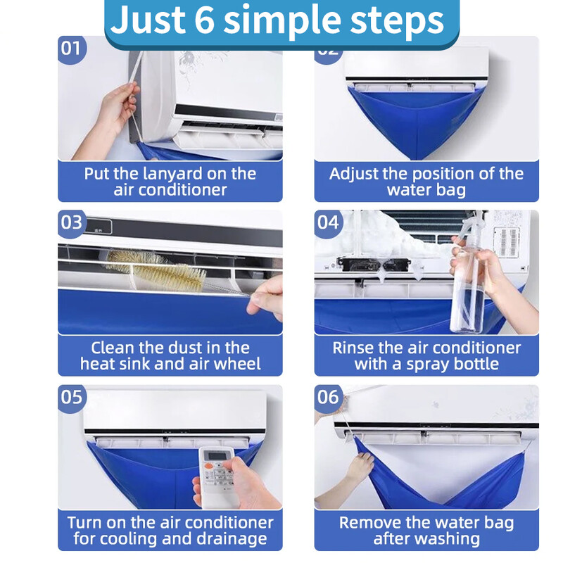 1/3/4tk Konditsioneeri puhastuskoti komplekt Veekindel seinale paigaldatav jagatud õhukonditsioneeri puhastuskate koos äravoolupuhastusvahenditega