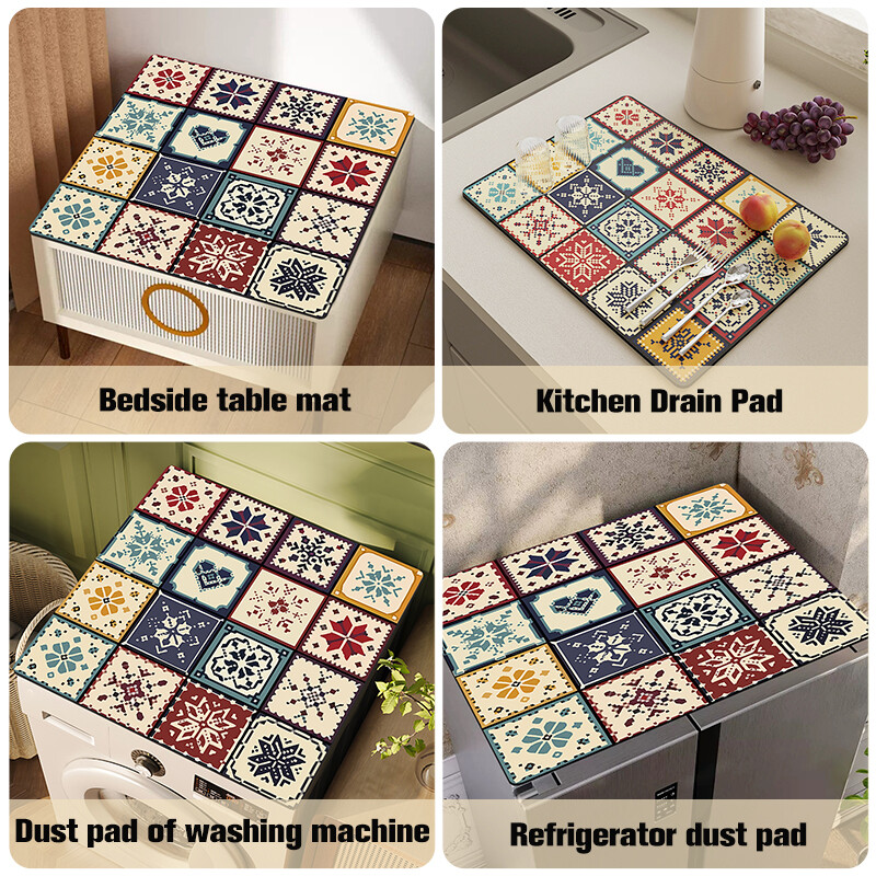Καλύμματα ρετρό πλυντηρίου ντουλάπι ψυγείου Ψυγείο Πάνω προστατευτικό σκόνης Καφετιέρα Αποστράγγιση Μαξιλαράκι εισόδου πόρτας Χαλί μπάνιου