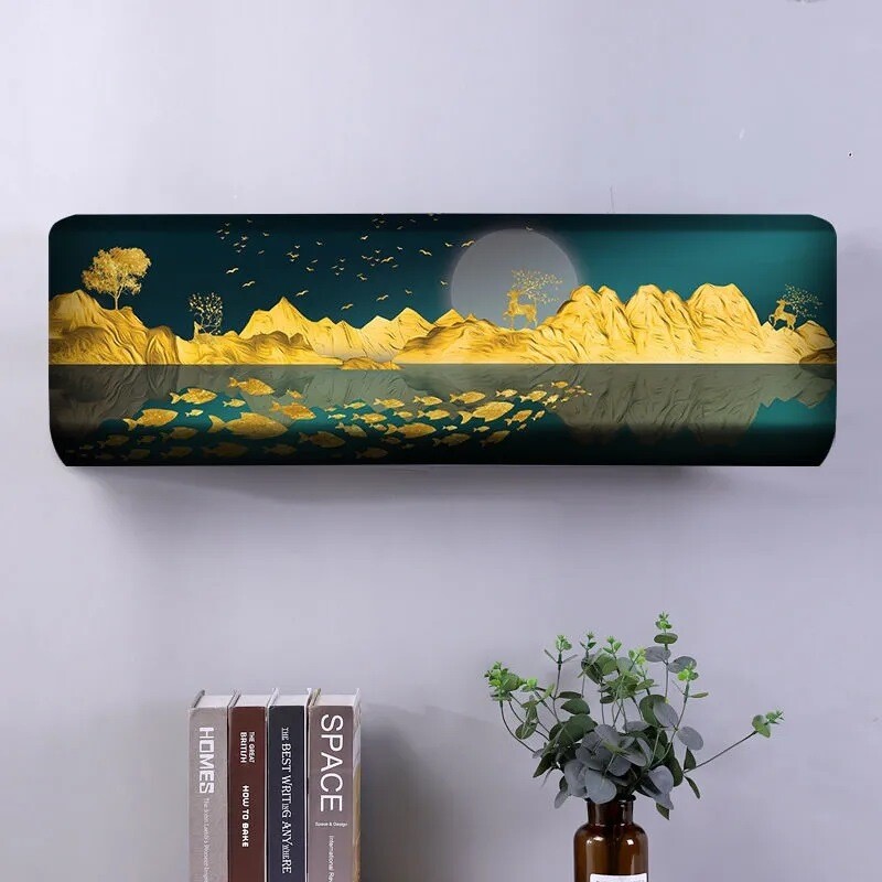 Uus õhukonditsioneeri kate tolmulapp täiskomplektiga kodukaunistus seinale paigaldatava õhukonditsioneeri seina tolmukaitse jaoks