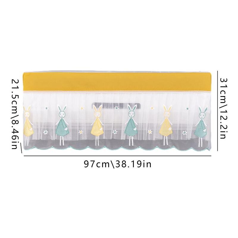 Κλιματιστικό Κάλυμμα σκόνης Κεντημένο Σπλιτ Κάλυμμα AC Προστατευτικό κάλυμμα κλιματιστικού με ελαστική ζώνη στερέωσης για το σπίτι