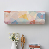 Mitmevärvilise kolmnurga geomeetriaga prinditud tolmukatted kliimaseadme kate siseruumides majapidamises rippuva kliimaseadme kaitseümbris