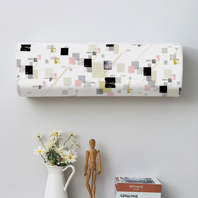 Mitmevärvilise kolmnurga geomeetriaga prinditud tolmukatted kliimaseadme kate siseruumides majapidamises rippuva kliimaseadme kaitseümbris