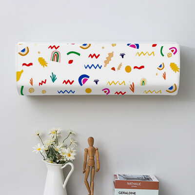 Mitmevärvilise kolmnurga geomeetriaga prinditud tolmukatted kliimaseadme kate siseruumides majapidamises rippuva kliimaseadme kaitseümbris