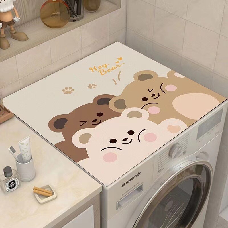 Karikatūras bungu veļas mazgājamās mašīnas paklājiņš sauļošanās līdzeklis diatomu dubļu ledusskapis putekļu pārsegs audums dvielis ūdensizturīgs naktsgaldiņa paklājiņš