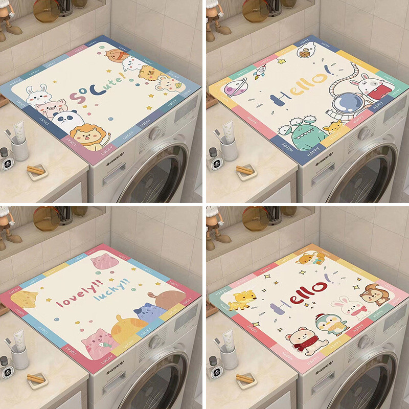 Karikatūras bungu veļas mazgājamās mašīnas paklājiņš sauļošanās līdzeklis diatomu dubļu ledusskapis putekļu pārsegs audums dvielis ūdensizturīgs naktsgaldiņa paklājiņš