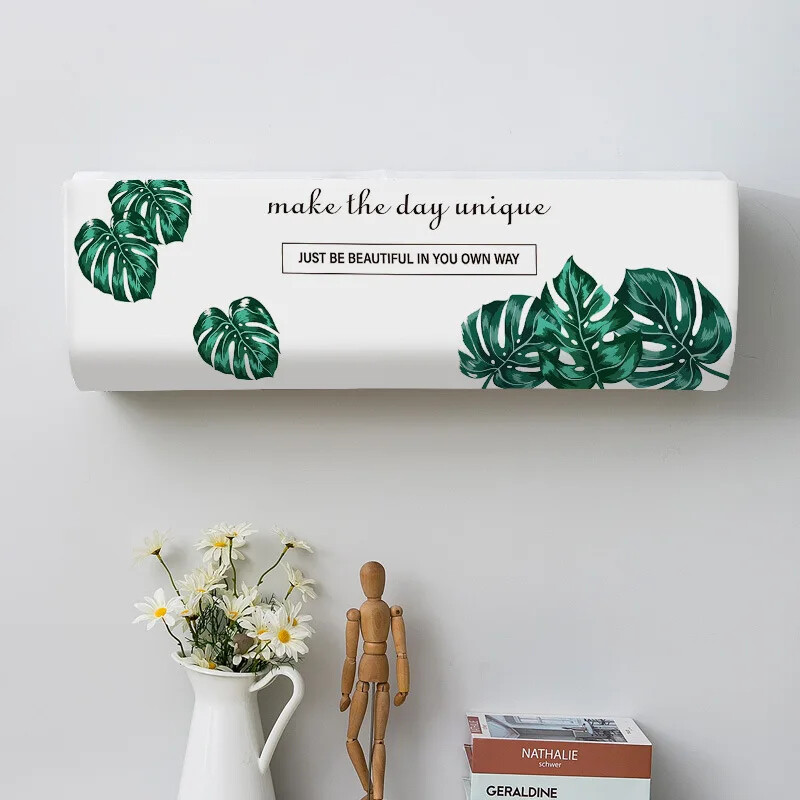 Summer Green Leaves Spausdinti Viskas įskaičiuota Apsauginiai nuo dulkių Oro kondicionieriaus dangtelis Lengvai valomas dangtelis Oro kondicionieriaus apsauginis dėklas