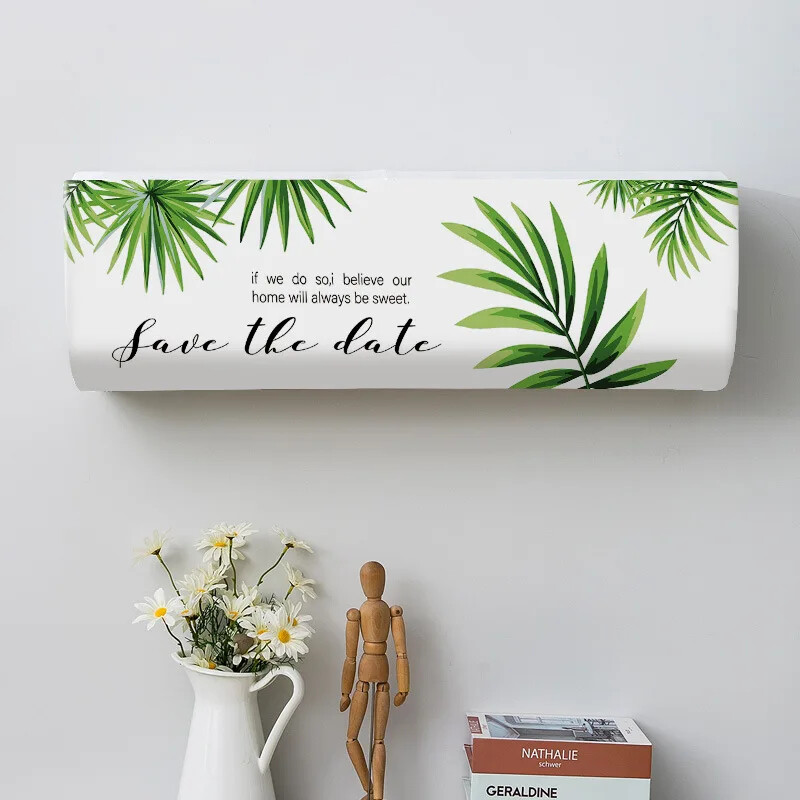 Summer Green Leaves Spausdinti Viskas įskaičiuota Apsauginiai nuo dulkių Oro kondicionieriaus dangtelis Lengvai valomas dangtelis Oro kondicionieriaus apsauginis dėklas