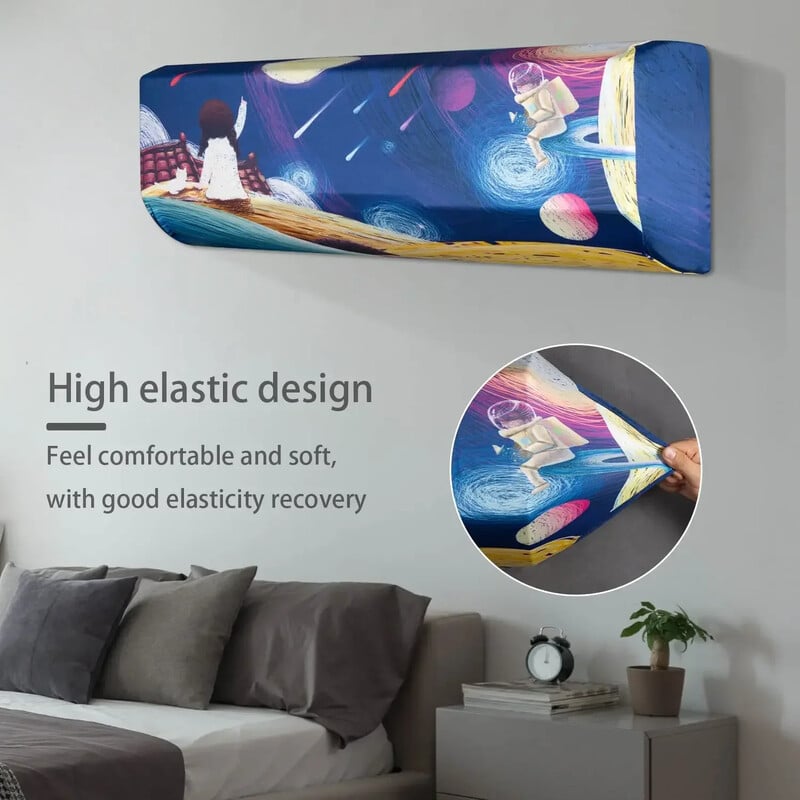 Summer Green Leaves Spausdinti Viskas įskaičiuota Apsauginiai nuo dulkių Oro kondicionieriaus dangtelis Lengvai valomas dangtelis Oro kondicionieriaus apsauginis dėklas