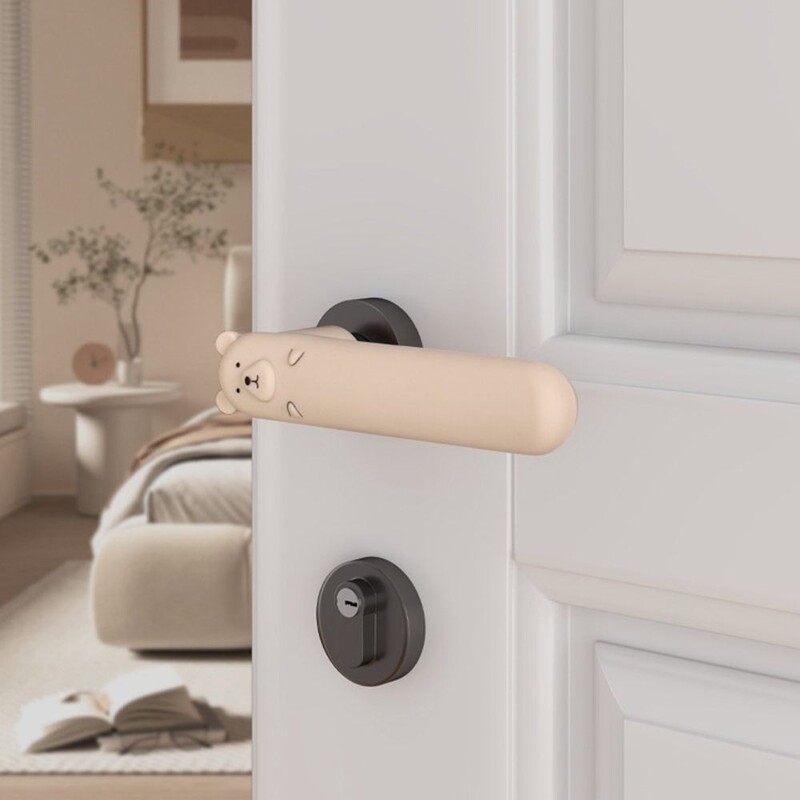 Pretsadursmes durvju roktura pārsegs Antistatiskais pretslīdēšanas bērniem drošības durvju roktura aizsargs kluss silikona durvju roktura vāks Sākums