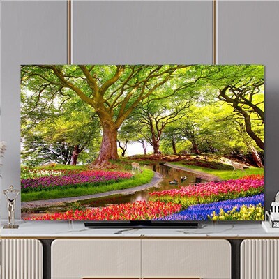 Jauns televizora pārsega televizora putekļu vāka audums 32–75 collu valūtā, modes un moderna stila mājsaimniecības piekarināms LCD televizora vāks