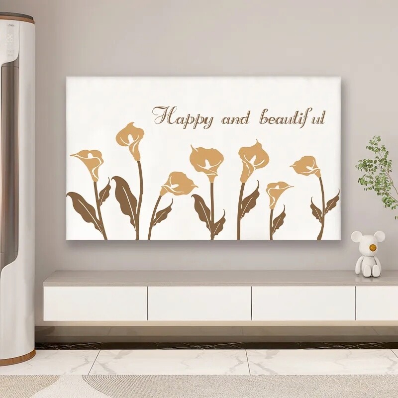 TV ekrano dangtelis LCD apsauga nuo dulkių dangtelis buitinis pakabinamas televizoriaus dangtelis poliesteris elastinis audinys prancūziško kremo vėjo televizoriaus dangtelis