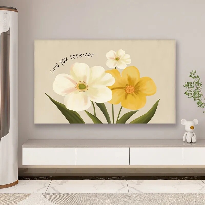 TV ekrano dangtelis LCD apsauga nuo dulkių dangtelis buitinis pakabinamas televizoriaus dangtelis poliesteris elastinis audinys prancūziško kremo vėjo televizoriaus dangtelis