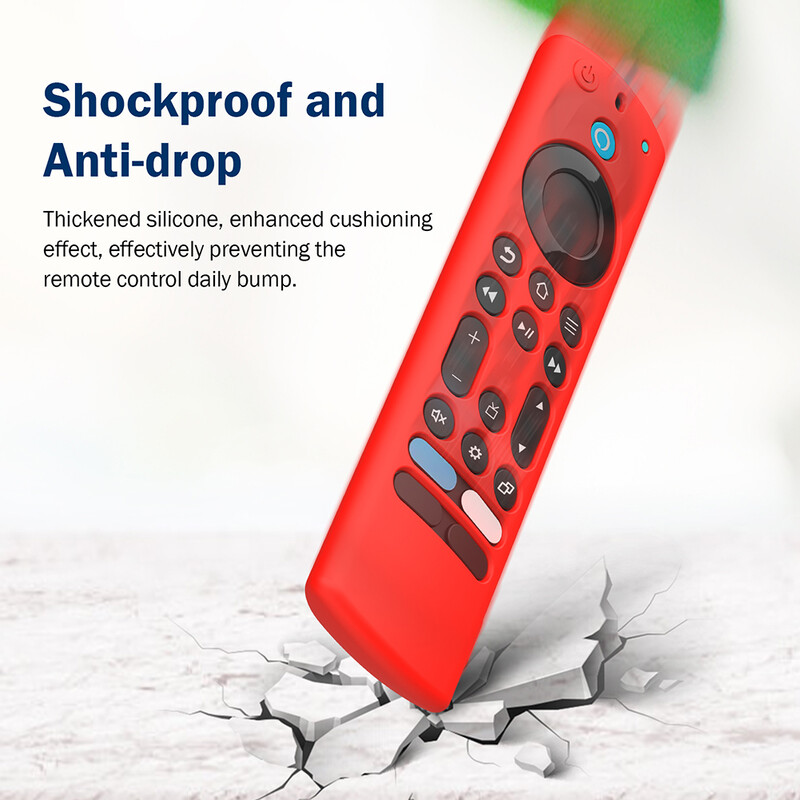 Silikoonist kaugjuhtimispuldi ümbris koos paelaga kaitsva naha varruka põrutuskindla valgustusega Fire TV Alexa Voice kaugjuhtimiskattega