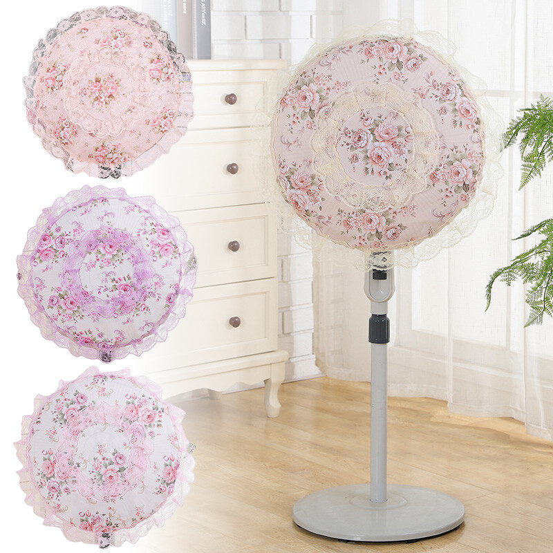 Apvalus elektrinis ventiliatorius, atsparus dulkėms, universalus siuvinėtas nėrinių gėlės, ant grindų pastatomas ventiliatorius, apsaugantis nuo vaiko prisilietimo pirštais