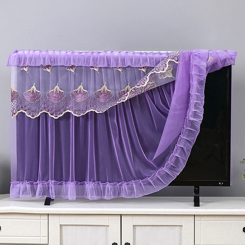 Europietiško stiliaus televizoriaus apsauginis dangtelis nuo dulkių Minimalistinis nėrinių siuvinėjimas televizoriaus dangtelis Nuimkite buitinės svetainės apsauginį televizoriaus dangtelį