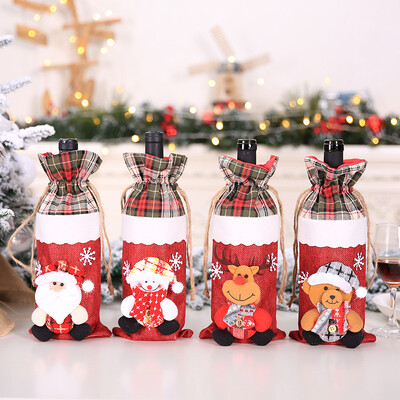 Decoratiuni de Craciun Pentru Acasa Acoperire pentru sac sticle de vin Navidad Mos Craciun Snowen Ornamente pentru petrecere de Craciun Decor