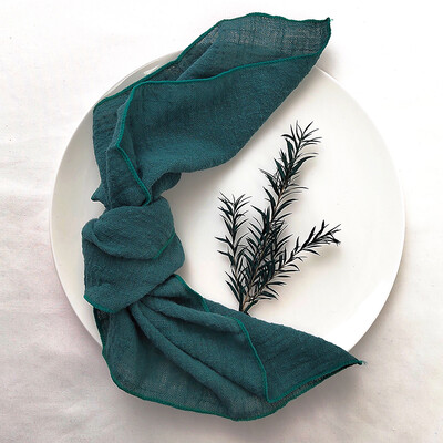 10 ΤΕΜ. Φασκόμηλο Πράσινη Γάζα Κρέπα Πανί Χαρτοπετσέτες Συσκευασία Καθαρό Βαμβακερό Ύφασμα 40x40cm Διακόσμηση Γάμου Καθημερινή Χρήση Δείπνο Πετσέτα τσαγιού