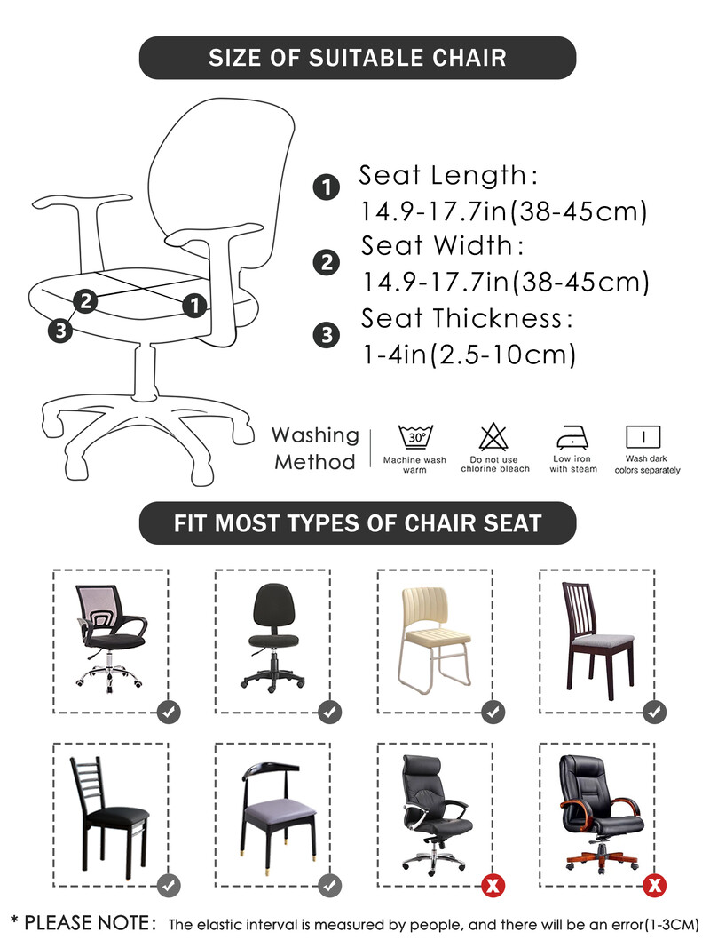 1-osaline kontoritooli istmekate elastne PU veekindel söögitooli istme kate 38-45 cm pestav teisaldatav