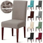 Ελαστικό κάλυμμα καρέκλας τραπεζαρίας Stretch Seat Slipcover Jacquard Spandex Protector Case for Kitchen Chair Seat Home Hotel Banquet