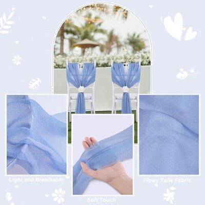 Σετ 2 Φύλλα καρέκλας σιφόν 30x300cm Στολισμός καρέκλας γάμου για εκδήλωση για πάρτι Δείπνο Baby Shower Τελετή Καρέκλες Διαδρόμου Διακοσμητικά