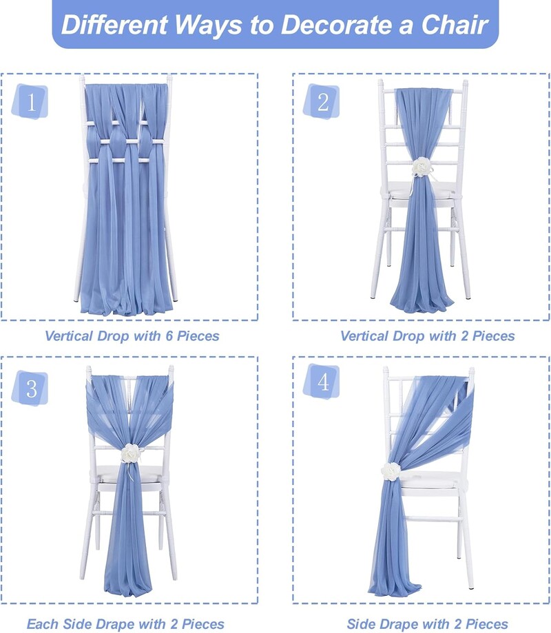 Σετ 2 Φύλλα καρέκλας σιφόν 30x300cm Στολισμός καρέκλας γάμου για εκδήλωση για πάρτι Δείπνο Baby Shower Τελετή Καρέκλες Διαδρόμου Διακοσμητικά