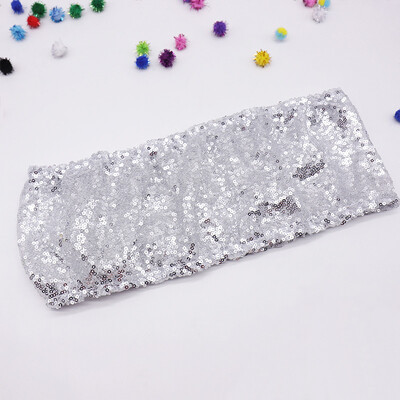 1vnt 17 spalvų blizgučiai kėdžių varčios pobūvių kėdžių puošmena kėdžių juosta vestuvėms ištemptos kėdės peteliškės juosta Viešbučių banketų reikmenys