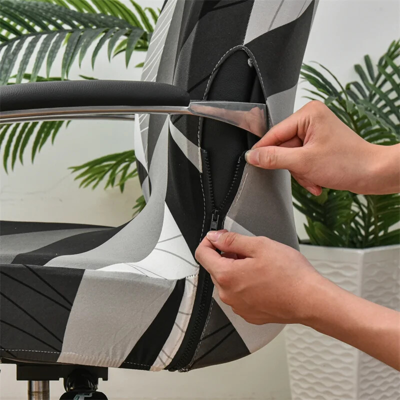 1 tk geomeetriline trükitud kontoritooli kate Stretch spandex Gaming käetugi toolid katted elastne pöörlev istme kaitseümbris