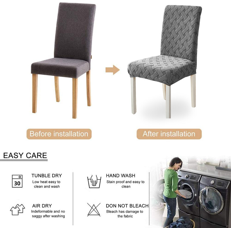 Paks žakaarvärvi toolikate Spandex Stretch Slipcovers Tooli istmekatted köögile söögitoa pulmapidu avaleht 1tk