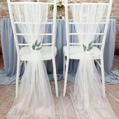 2tk Pearl Tüll valge tooliraamid 75x200cm pika vahekäiguga pulmatool tagakülje kaunistused läbipaistev kirik tüll tool kardinad lahtiselt