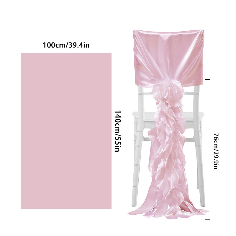 Pulma satiinist tooli kate Romantiline ühevärvilised paelad Tooli seljatoed peo banketi jaoks peokaunistuseks sõlme tooliraamid
