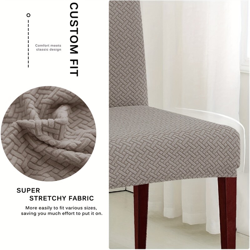 Ελαστικό κάλυμμα καρέκλας τραπεζαρίας Stretch Seat Slipcover Jacquard Spandex Protector Case for Kitchen Chair Seat Home Hotel Banquet