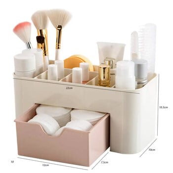 Διπλό στρώμα πλαστικό μακιγιάζ Organizers Storage Box Καλλυντικά Συρτάρια Κοσμήματα Κιβώτιο προβολής Θήκη Desktop Container Boxes Organizer