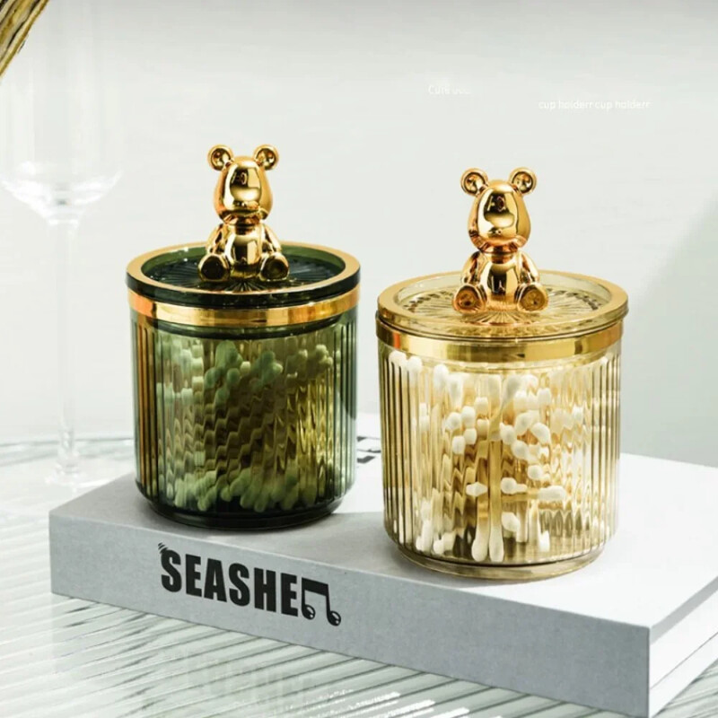 Armas karu vatipadjahoidja Puuvillase tampooni varda hoiukarp Kosmeetika Ehted Vannituba Qtip Meigikonteiner Huulepulga Korralduskarp