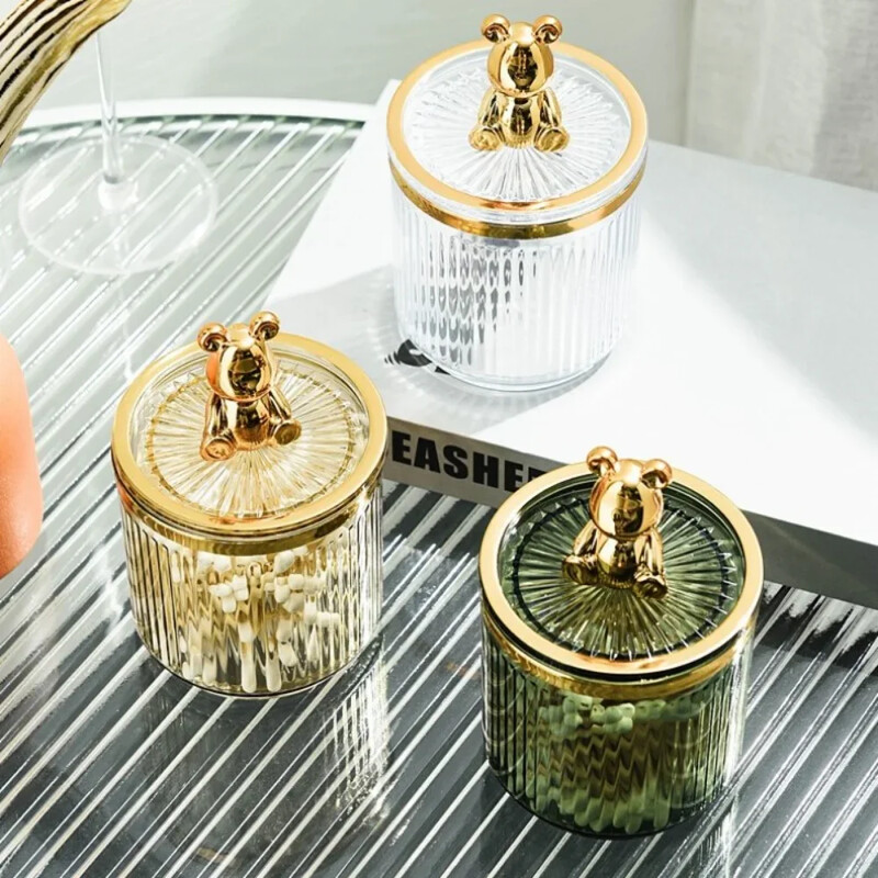 Armas karu vatipadjahoidja Puuvillase tampooni varda hoiukarp Kosmeetika Ehted Vannituba Qtip Meigikonteiner Huulepulga Korralduskarp