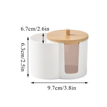 Държач за памучна кръгла подложка Кутия за съхранение на пудра Кутия за домашен памучен тампон Органайзер за грим Прахоустойчив Преносим издръжлив буркан за баня